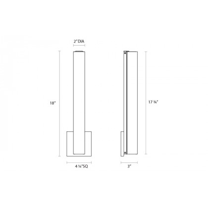 Sonneman Tubo Slim LED Sconce - Polished Chrome, 18", Flat Trim