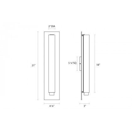 Sonneman Tubo Slim LED Panel Sconce - Polished Chrome, 18", Drum Trim
