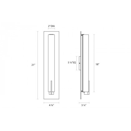 Sonneman Tubo Slim LED Panel Sconce - Polished Chrome, 18", Spine Trim