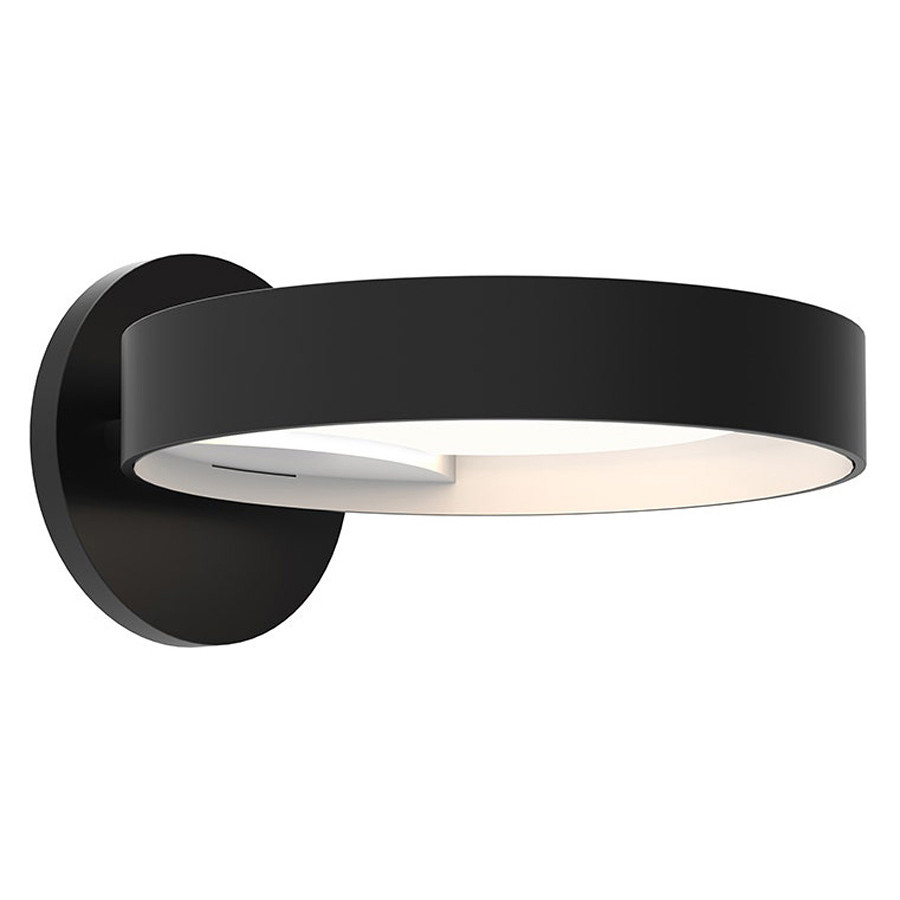 Sonneman Light Guide Ring LED Sconce - Satin Black with White Interior, Single
