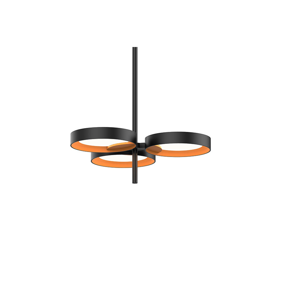 Sonneman Light Guide Ring Chandelier - Satin Black with Apricot Interior, 3-Light