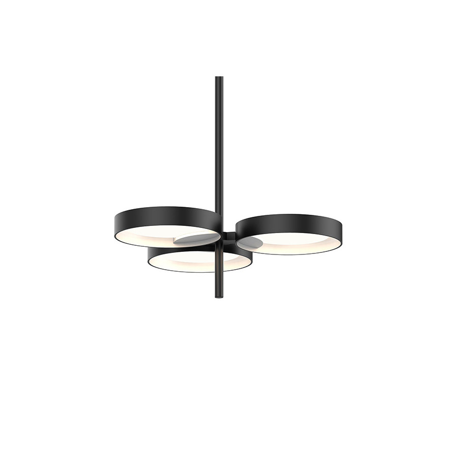 Sonneman Light Guide Ring Chandelier - Satin Black with White Interior, 3-Light