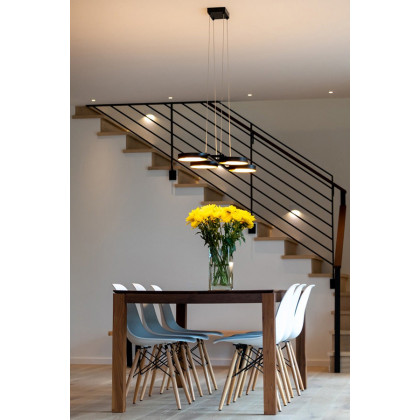 Sonneman Light Guide Ring Chandelier - Satin Black with White Interior, 4-Light Bar