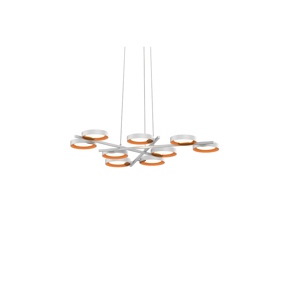 Sonneman Light Guide Ring Chandelier - Satin White with Apricot Interior, 9-Light