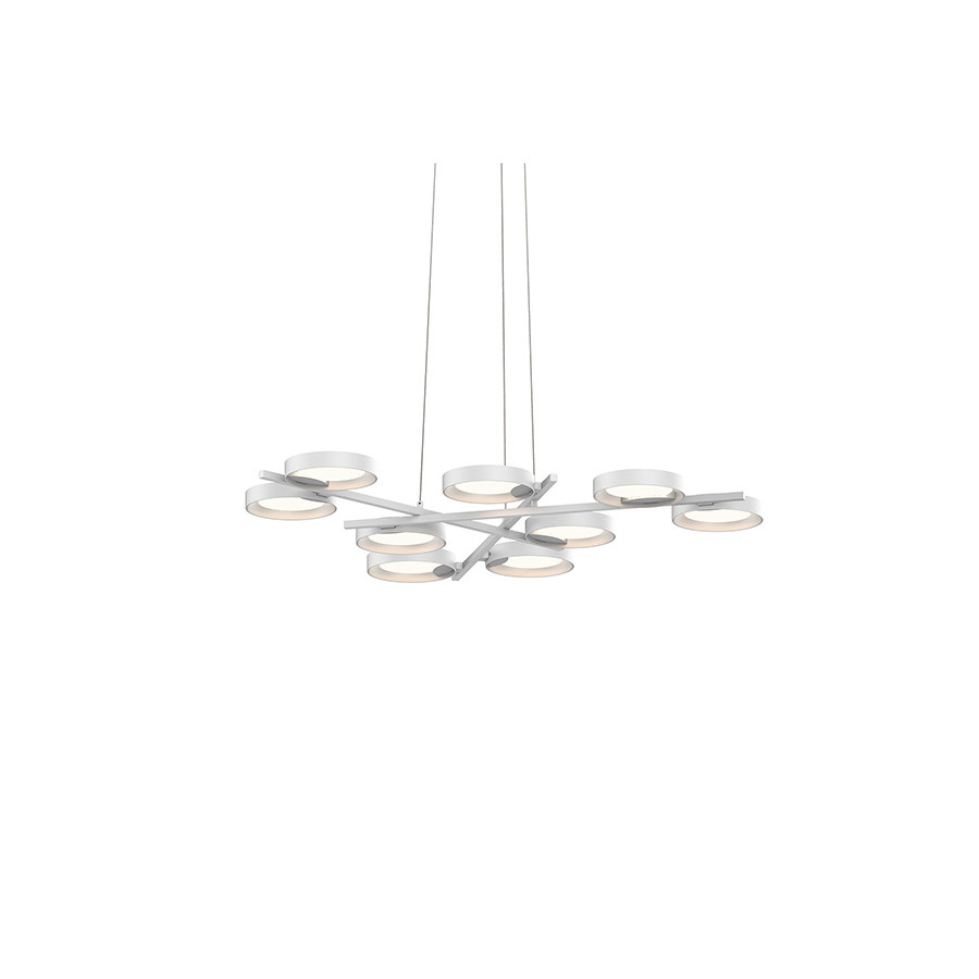 Sonneman Light Guide Ring Chandelier - Satin White with White Interior, 9-Light