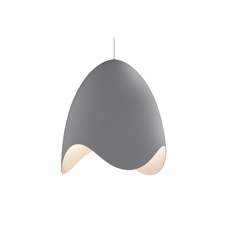Sonneman Waveforms Bell LED Pendant - Dove Gray with Satin White Interior, Large