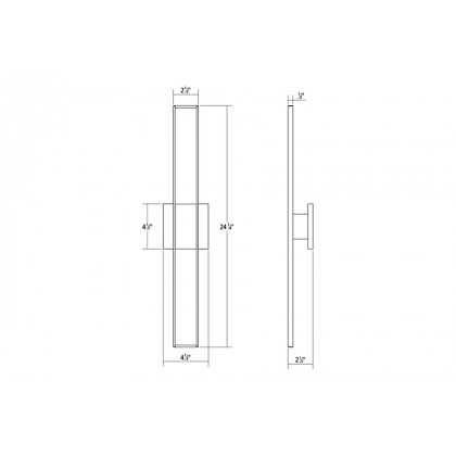 Sonneman Planes LED Double Sconce - Satin Black, 24"