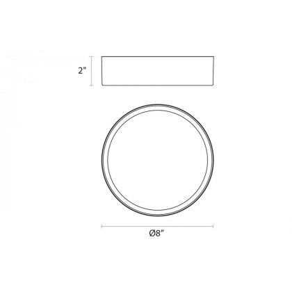 Sonneman Pi LED Surface Mount - Bright Satin Aluminum, 8", 3000K