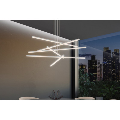 Sonneman Stix LED Chandelier - Satin Black, 6-Arm