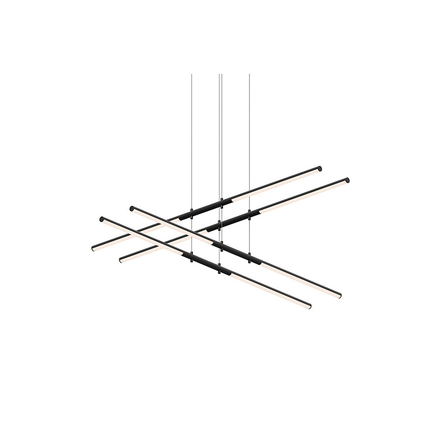 Sonneman Tik-Tak LED Chandelier - Satin Black, Stack 2-Tier
