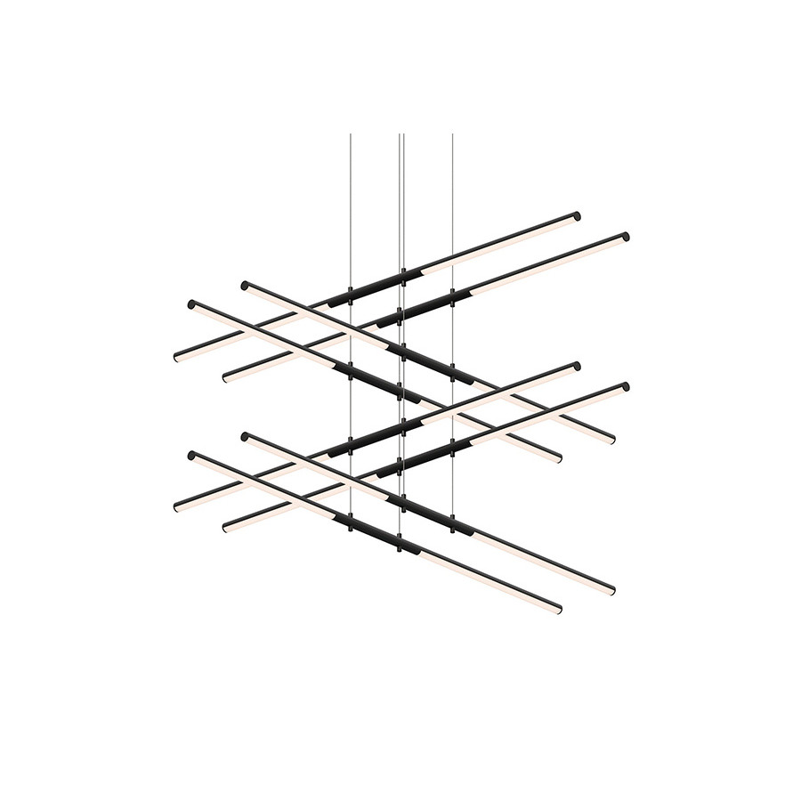 Sonneman Tik-Tak LED Chandelier - Satin Black, Stack 4-Tier