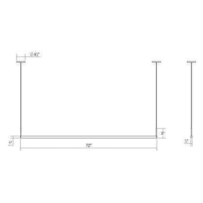 Sonneman Thin-Line LED Pendant - Satin Black, 6" Two-Sided, 3500K