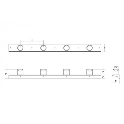 Sonneman Votives LED Wall Bar - Satin Black, 4", 3" height x 3" diameter