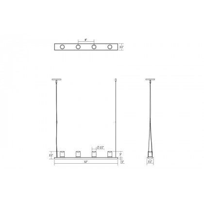 Sonneman Votives LED Bar Pendant - Bright Satin Aluminum, 3", 3" height x 2.25" diameter