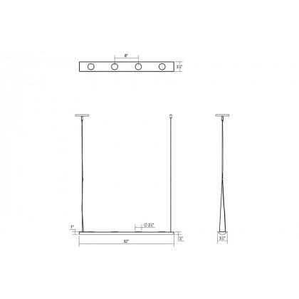 Sonneman Votives LED Bar Pendant - Satin Black, 3", .25" height x 2.25" diameter