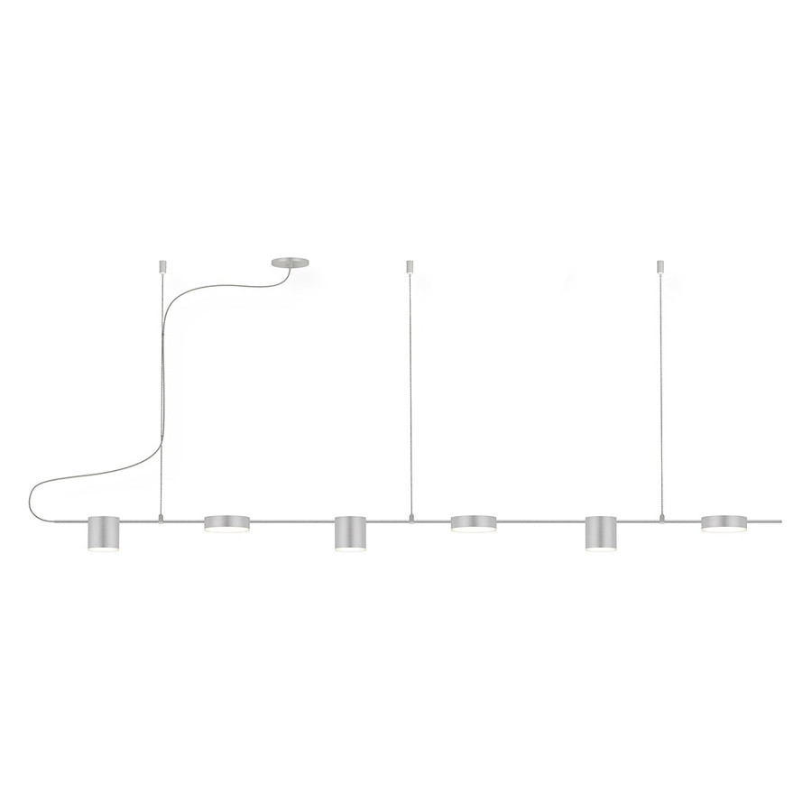 Sonneman Counterpoint LED Pendant - Bright Satin Aluminum, 6-Light Linear