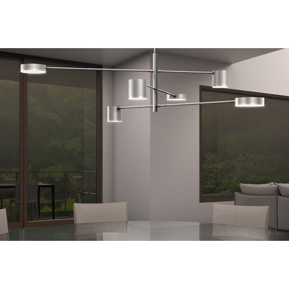 Sonneman Counterpoint LED Pendant - Bright Satin Aluminum, 6-Light Linear