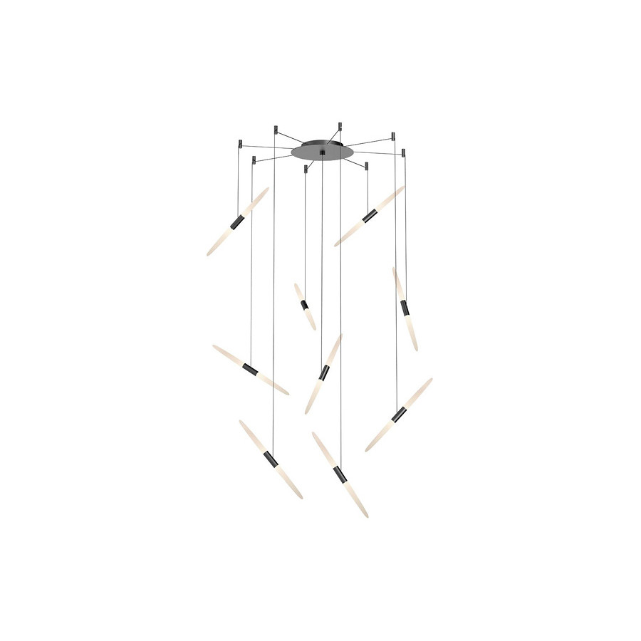 Sonneman Ballet LED Chandelier - Satin Black, 9-Light, Swag
