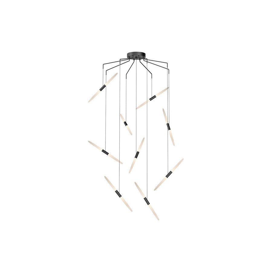 Sonneman Ballet LED Chandelier - Bright Satin Aluminum, 9-Light, Spreader