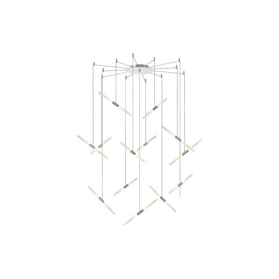 Sonneman Ballet LED Chandelier - Bright Satin Aluminum, 13-Light, Swag