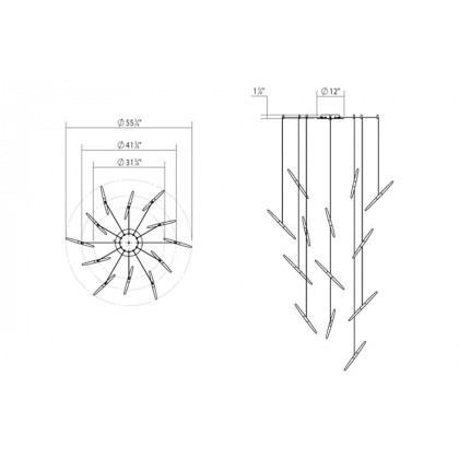 Sonneman Ballet LED Chandelier - Bright Satin Aluminum, 13-Light, Swag