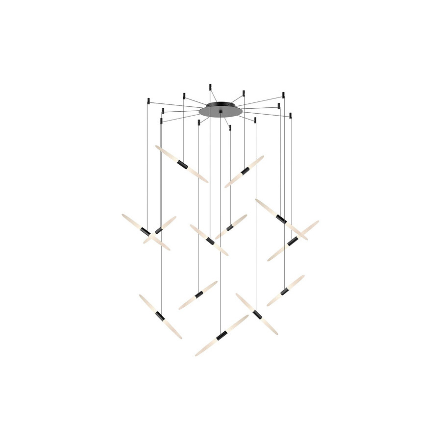 Sonneman Ballet LED Chandelier - Satin Black, 13-Light, Swag
