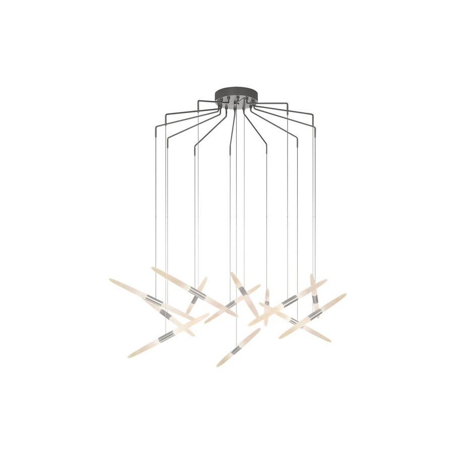 Sonneman Ballet LED Chandelier - Bright Satin Aluminum, 13-Light, Spreader