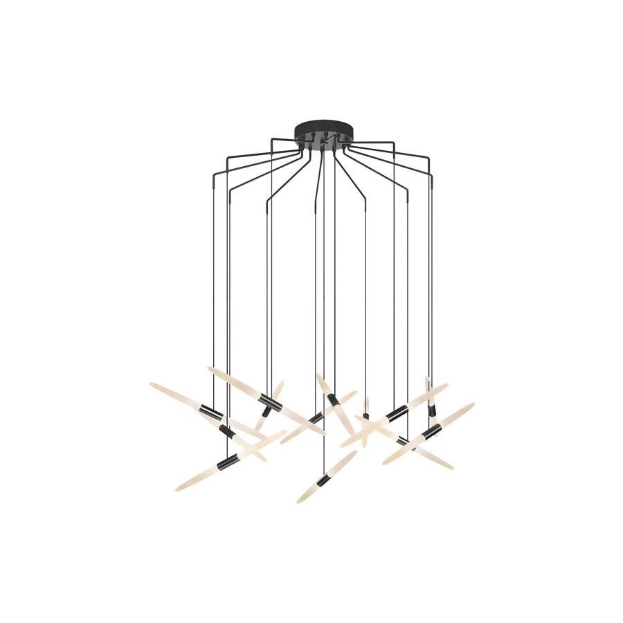 Sonneman Ballet LED Chandelier - Satin Black, 13-Light, Spreader