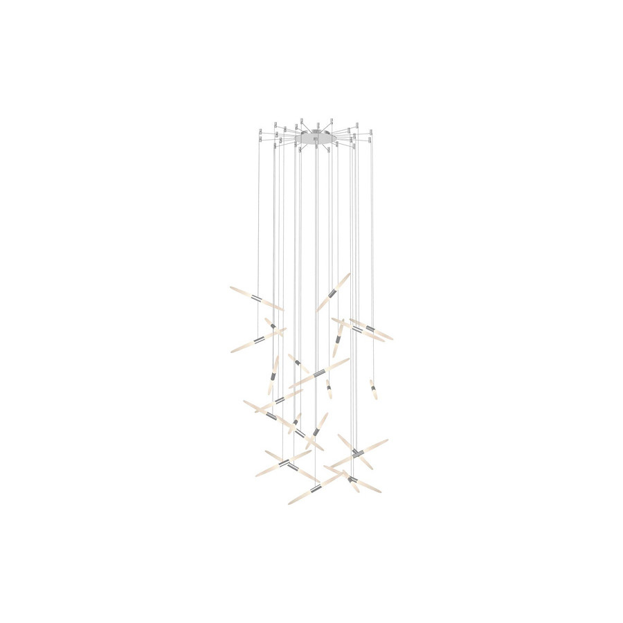 Sonneman Ballet LED Chandelier - Bright Satin Aluminum, 24-Light, Swag