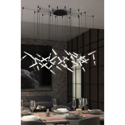Sonneman Ballet LED Chandelier - Bright Satin Aluminum, 24-Light, Swag
