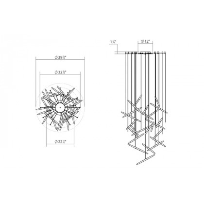 Sonneman Ballet LED Chandelier - Bright Satin Aluminum, 24-Light, Swag
