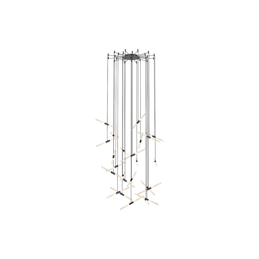 Sonneman Ballet LED Chandelier - Satin Black, 24-Light, Swag