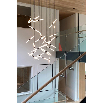 Sonneman Ballet LED Chandelier - Satin Black, 24-Light, Swag