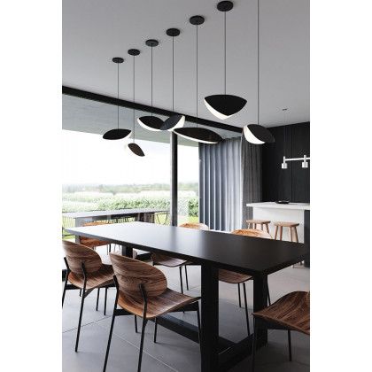 Sonneman Papillons LED Single Pendant - Satin Black Shade , Long Oval Single Pendant