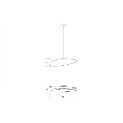 Sonneman Papillons LED Single Pendant - Satin Black Shade , Long Oval Single Pendant