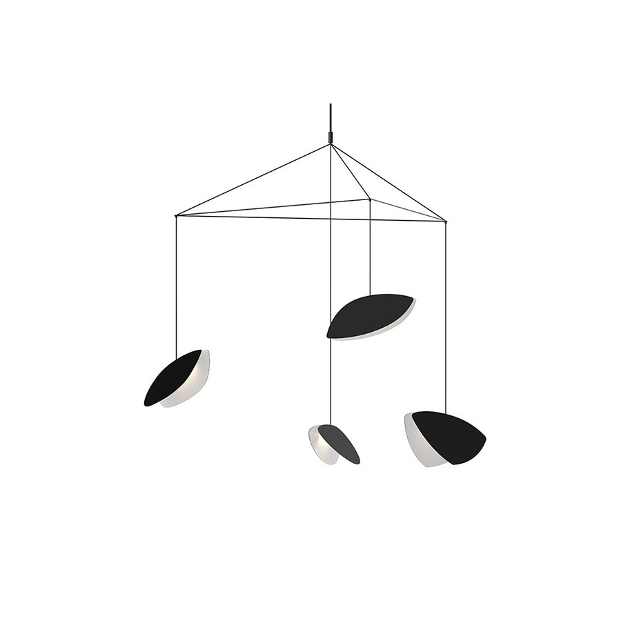 Sonneman Papillons LED Chandelier - Satin Black Shade , 4-Light Large