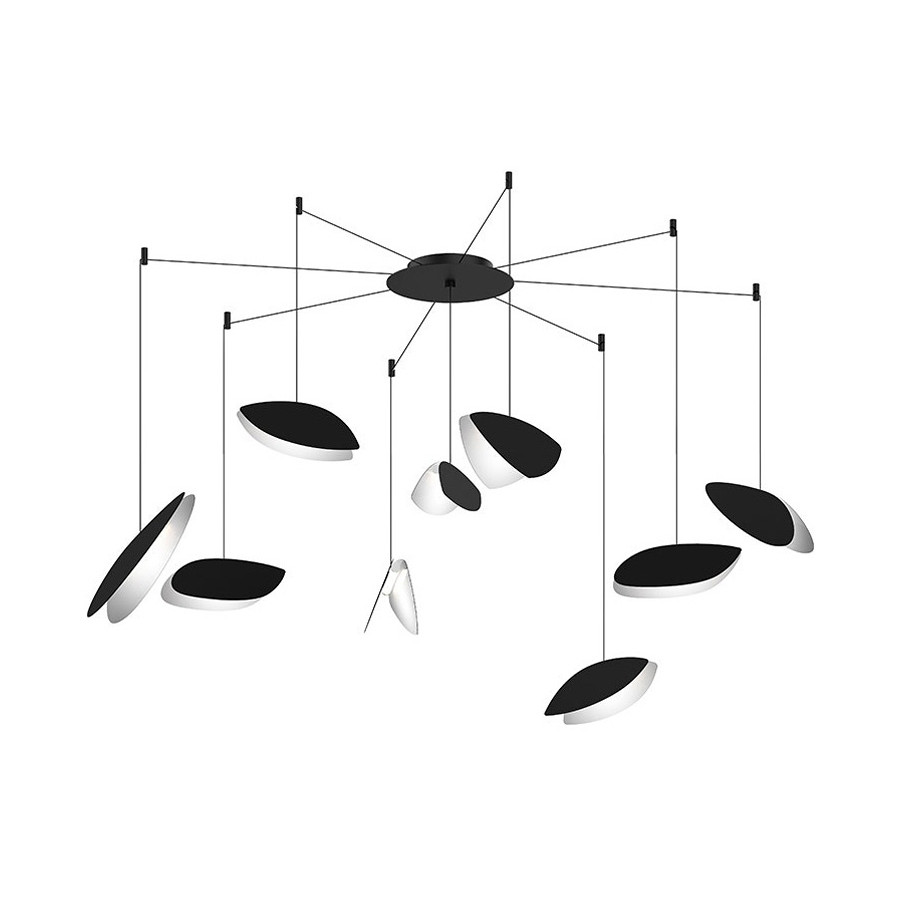 Sonneman Papillons LED Chandelier - Satin Black Shade , 9-Light Swag