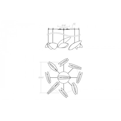 Sonneman Papillons LED Chandelier - Satin Black Shade , 9-Light Swag