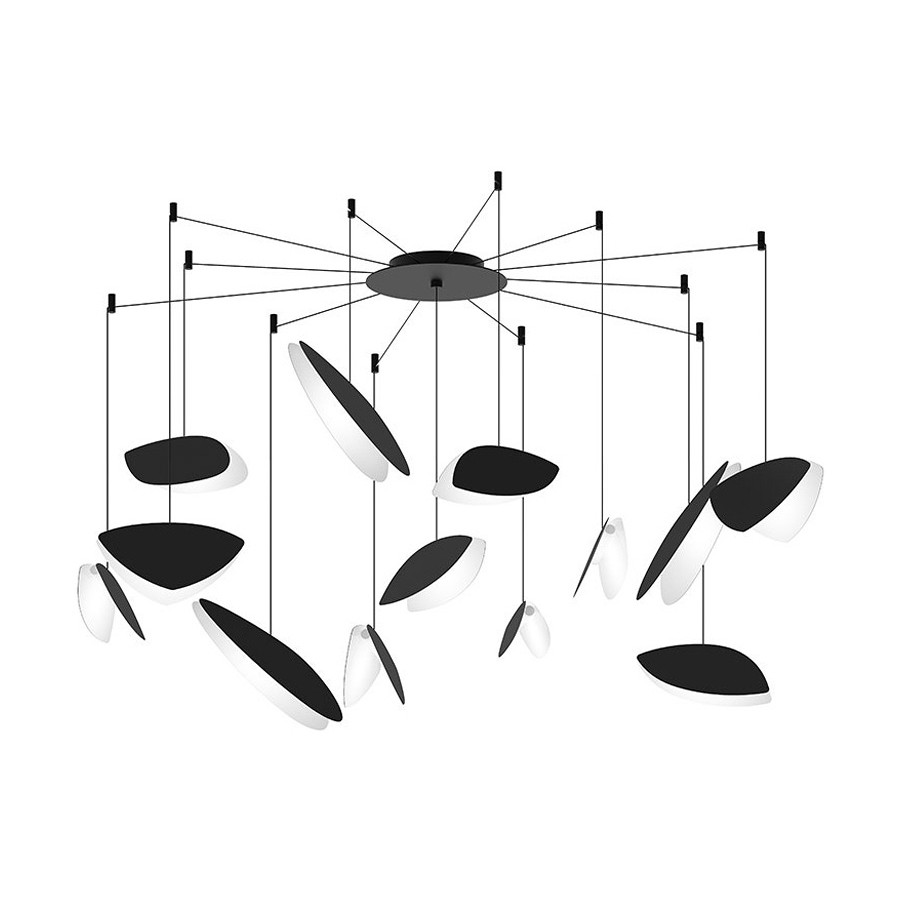 Sonneman Papillons LED Chandelier - Satin Black Shade , 13-Light Swag