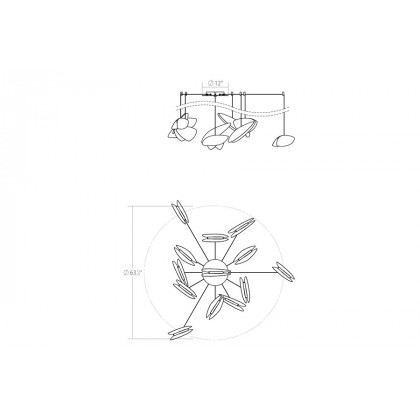 Sonneman Papillons LED Chandelier - Satin Black Shade , 13-Light Swag