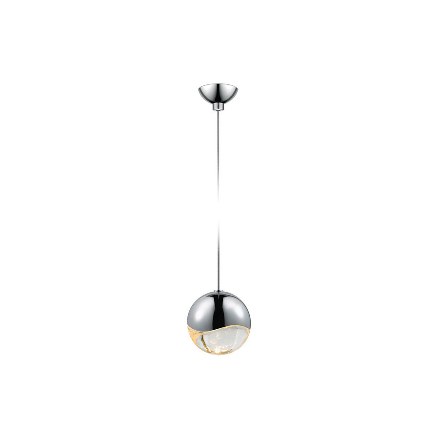 Sonneman Grapes LED Single Pendant - Polished Chrome, Single Medium, Micro-Dome Canopy