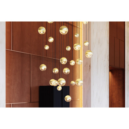 Sonneman Grapes LED Single Pendant - Brass Finish, Single Small, Micro-Dome Canopy