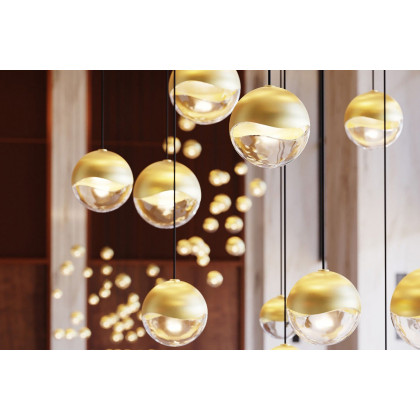 Sonneman Grapes LED Single Pendant - Brass Finish, Single Small, Micro-Dome Canopy