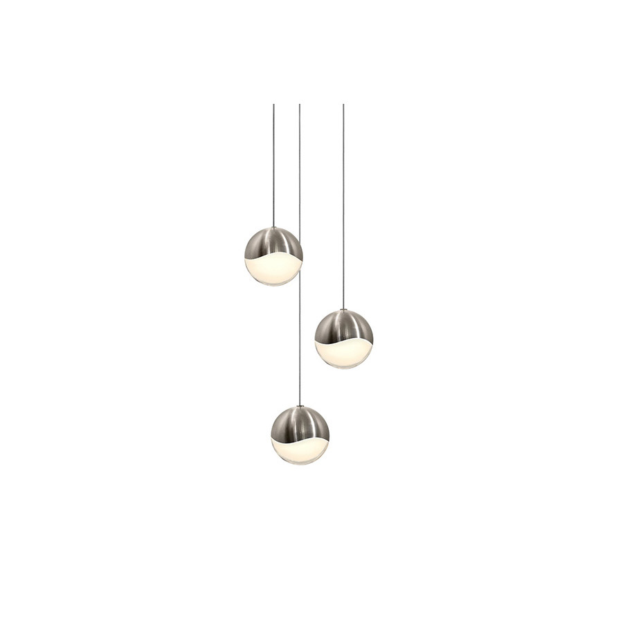 Sonneman Grapes LED Chandelier - Satin Nickel, 3-Light Large, Round Canopy