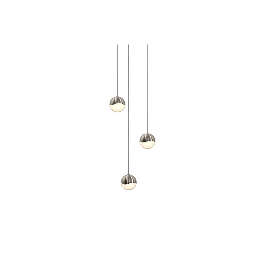 Sonneman Grapes LED Chandelier - Satin Nickel, 3-Light Small, Round Canopy