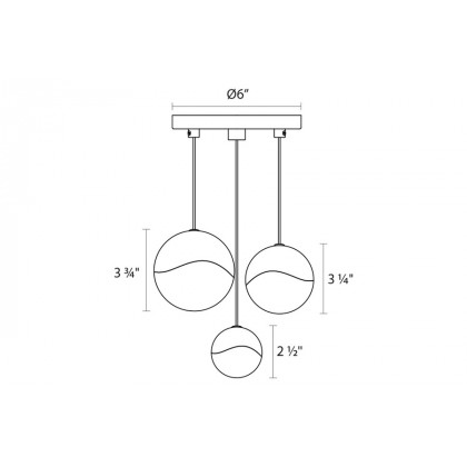 Sonneman Grapes LED Chandelier - Satin Nickel, 3-Light Small, Round Canopy