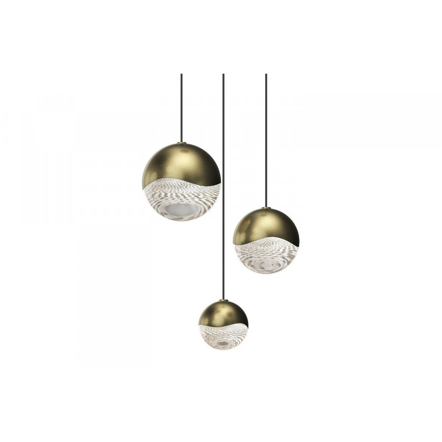Sonneman Grapes LED Chandelier - Brass Finish, 3-Light Assorted, Round Canopy