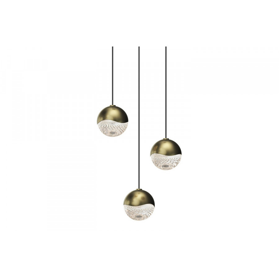 Sonneman Grapes LED Chandelier - Brass Finish, 3-Light Small, Round Canopy