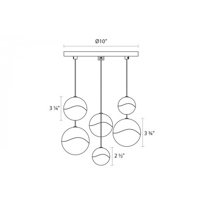 Sonneman Grapes LED Chandelier - Polished Chrome, 6-Light Medium, Round Canopy