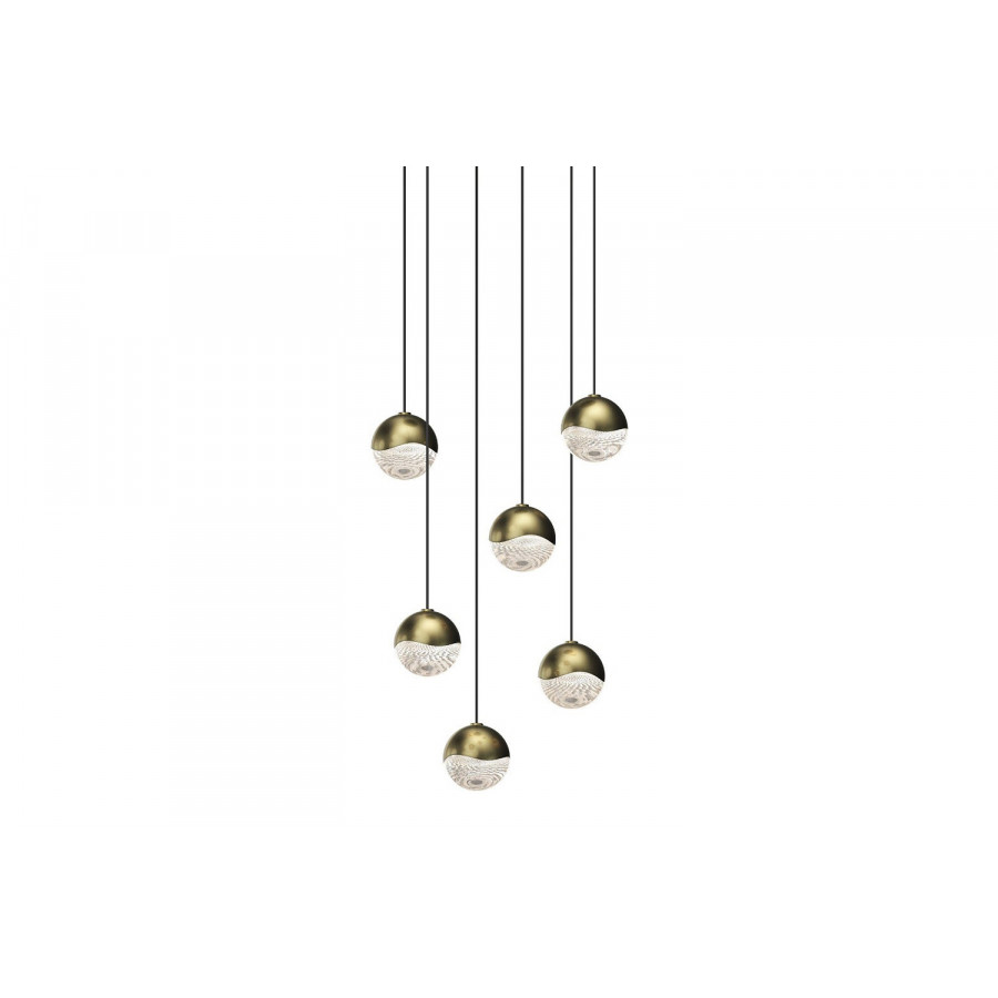 Sonneman Grapes LED Chandelier - Brass Finish, 6-Light Small, Round Canopy